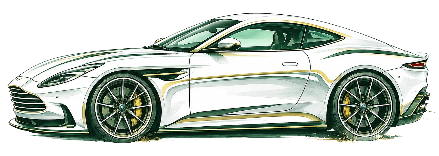 Aston Martin DB de profil, illustration aquarelle premium